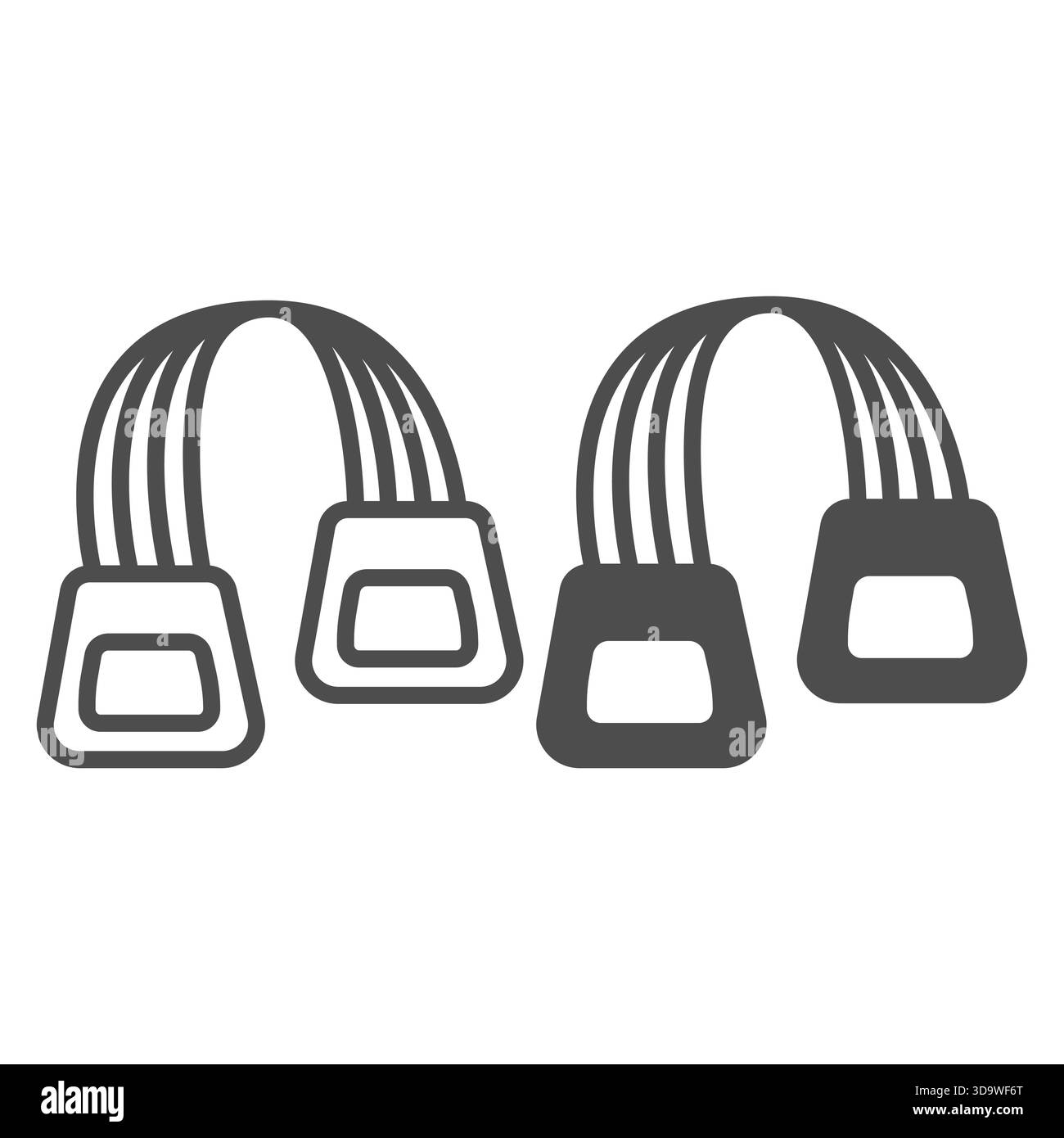 Ziehpunkte für Dehnungsübungen, Linie und ausgefülltes Symbol, Bodybuilding-Konzept. Vektorgrafiken. Handgerät mit Feder, Trainingsschild auf weißem Backgr Stock Vektor