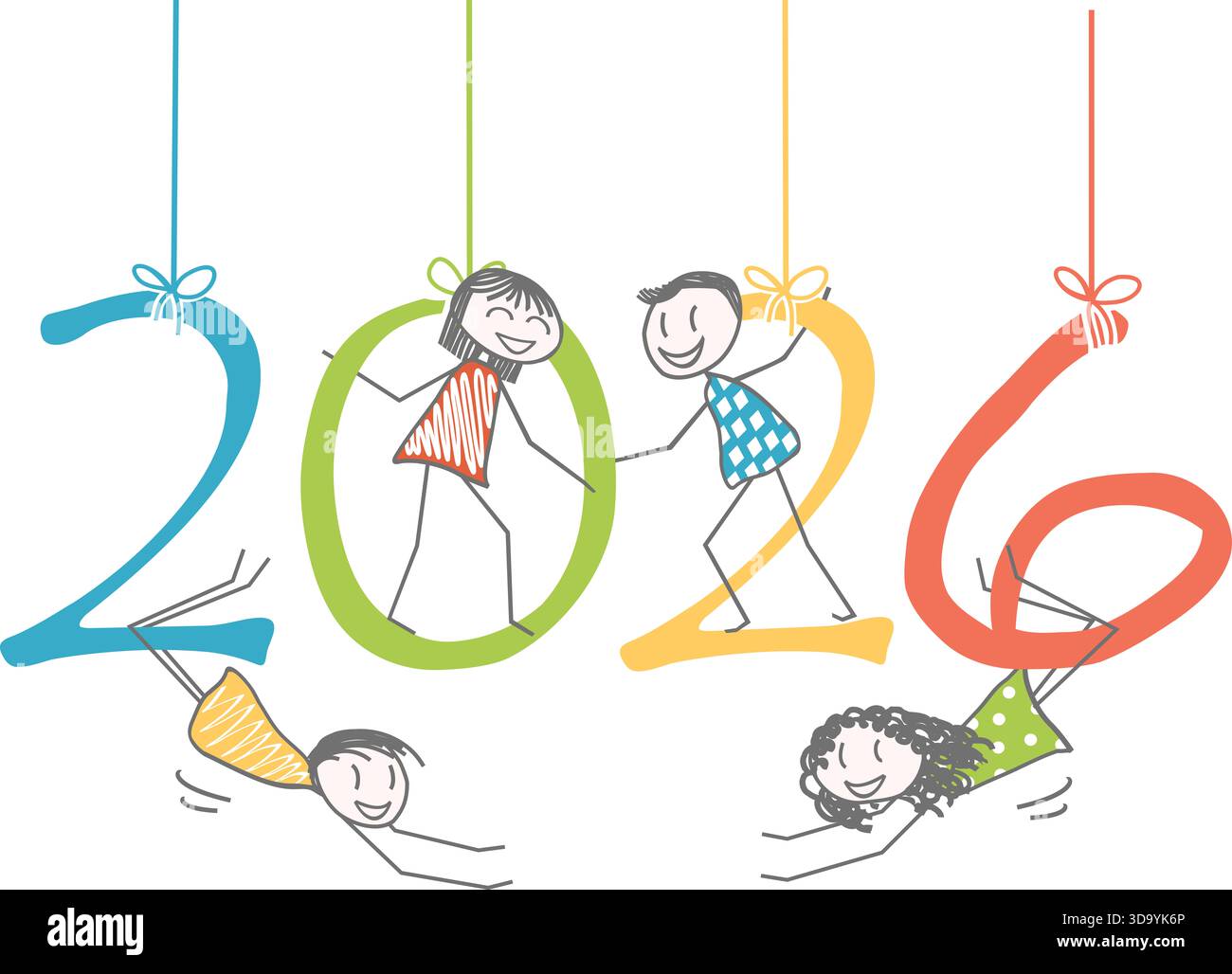 Zeichen, die auf den Zahlen des neuen Jahres 2026 ausgerichtet sind Stockfoto
