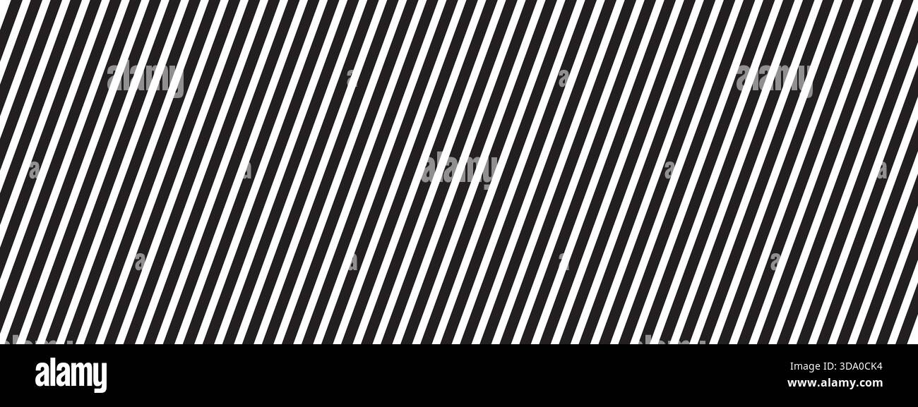 Wiederholte schwarze gerade diagonale Linien auf weißem Hintergrund. Schräge parallele Streifen. Geneigtes Streifenmuster. Abgewinkelte Streifen Tapete. Abstrakt Stock Vektor