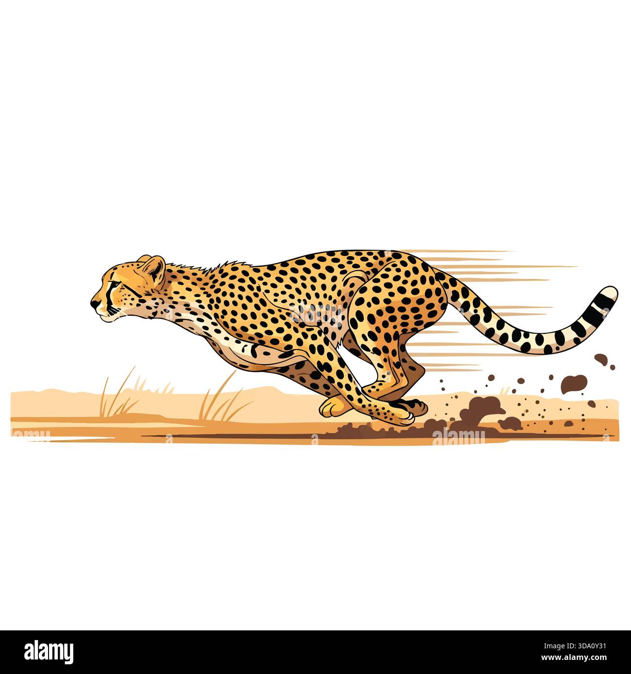 Schneller Wilder Gepard, Der Durch Trockenes Savannah-Gras Läuft Stock Vektor