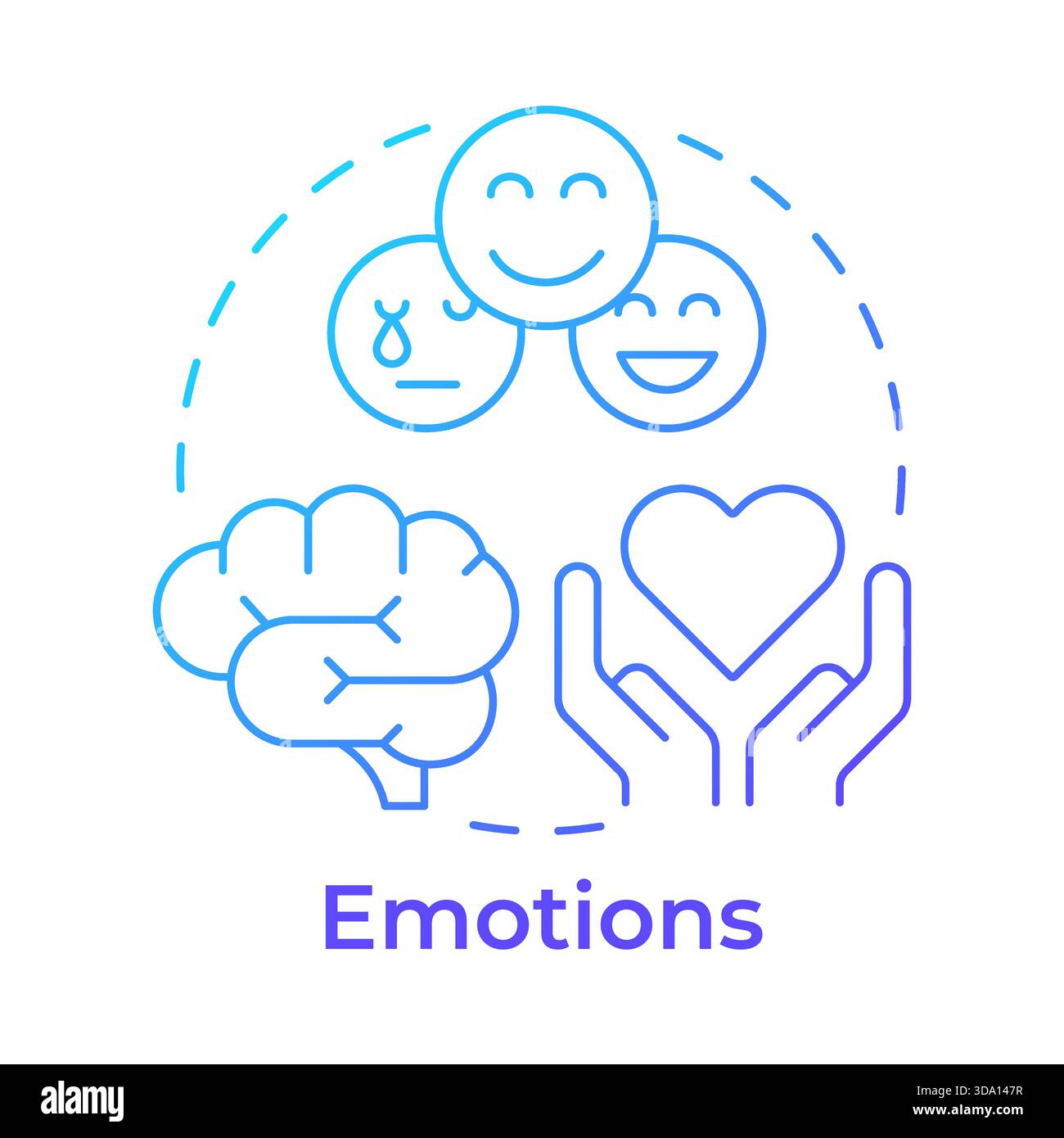 Symbol für das blaue Gradientenkonzept von Emotionen Stock Vektor