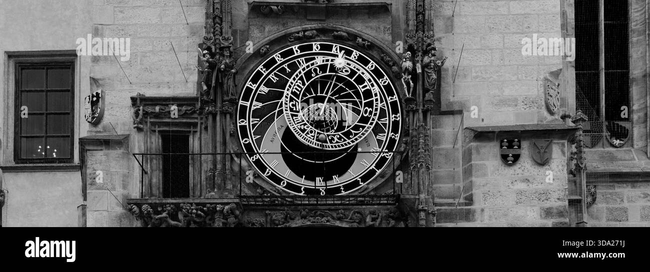 Die astronomische Uhr am Rathaus, Staroměstské nám, Prag, Tschechien, Europa Stockfoto