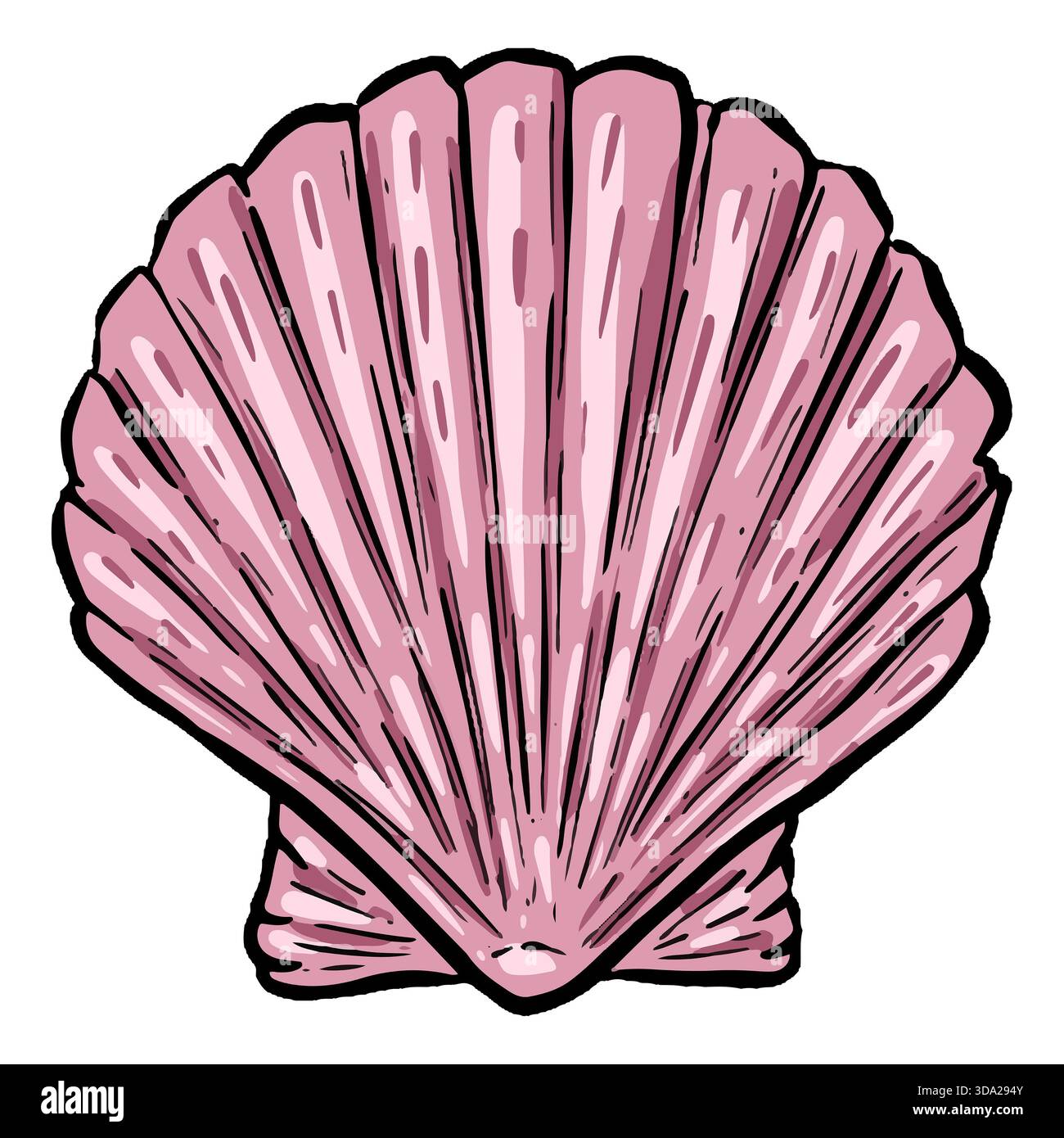 Handgezeichnete Clipart-Illustration von Muschelmuscheln am Meer Stockfoto