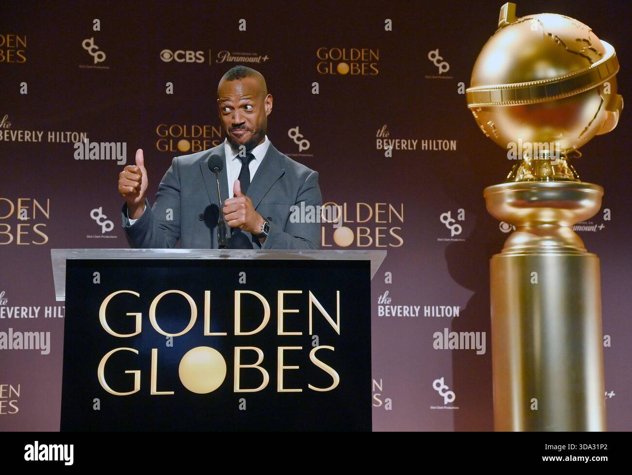 Beverly Hills, Usa. Dezember 2025. Marlon Wayans gibt Nominierungen für den 83. Jährlichen Golden Globe Award in Beverly Hills, Kalifornien, am Montag, den 8. Dezember 2025 bekannt. Die Golden Globes werden am Sonntag, den 11. Januar, um 20 Uhr ET auf CBS ausgestrahlt und auf Paramount übertragen. Foto: Jim Ruymen/UPI Credit: UPI/Alamy Live News Stockfoto
