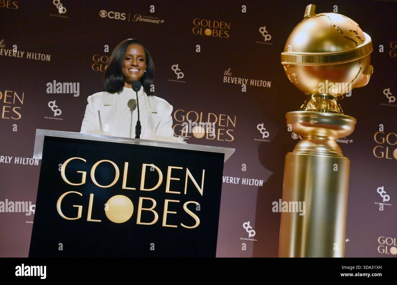 Beverly Hills, Usa. Dezember 2025. Skye P. Marshall gibt Nominierungen für den 83. Jährlichen Golden Globe Award in Beverly Hills, Kalifornien, am Montag, den 8. Dezember 2025 bekannt. Die Golden Globes werden am Sonntag, den 11. Januar, um 20 Uhr ET auf CBS ausgestrahlt und auf Paramount übertragen. Foto: Jim Ruymen/UPI Credit: UPI/Alamy Live News Stockfoto