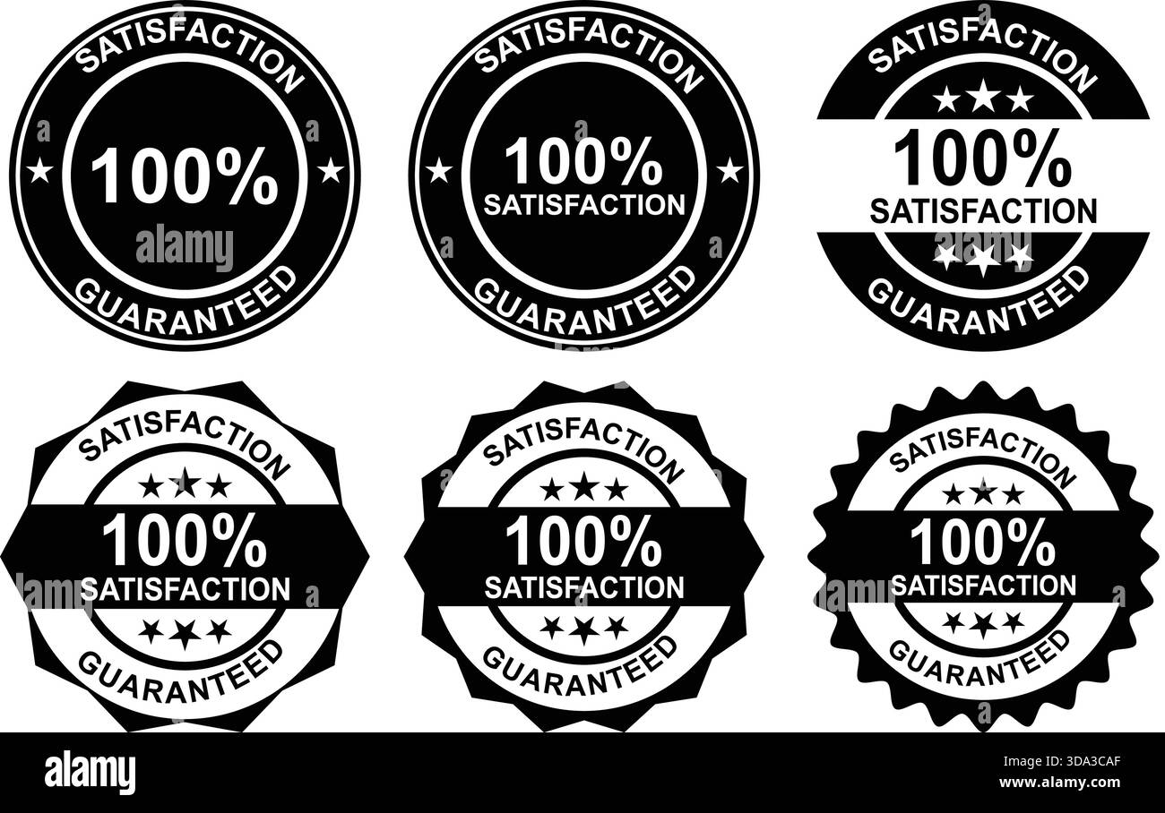 100 Prozent Zufriedenheitsgarantie Abzeichen Set Stock Vektor