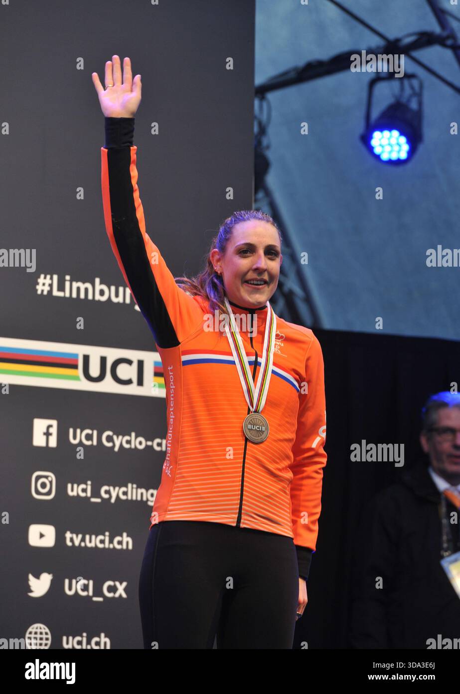 Valkenburg in den Niederlanden 3. Februar 2018 2018 UCI Cyclo-cross-WM. Elite Frauen Rennen. Lucinda Marke (NED) den dritten Platz. Stockfoto