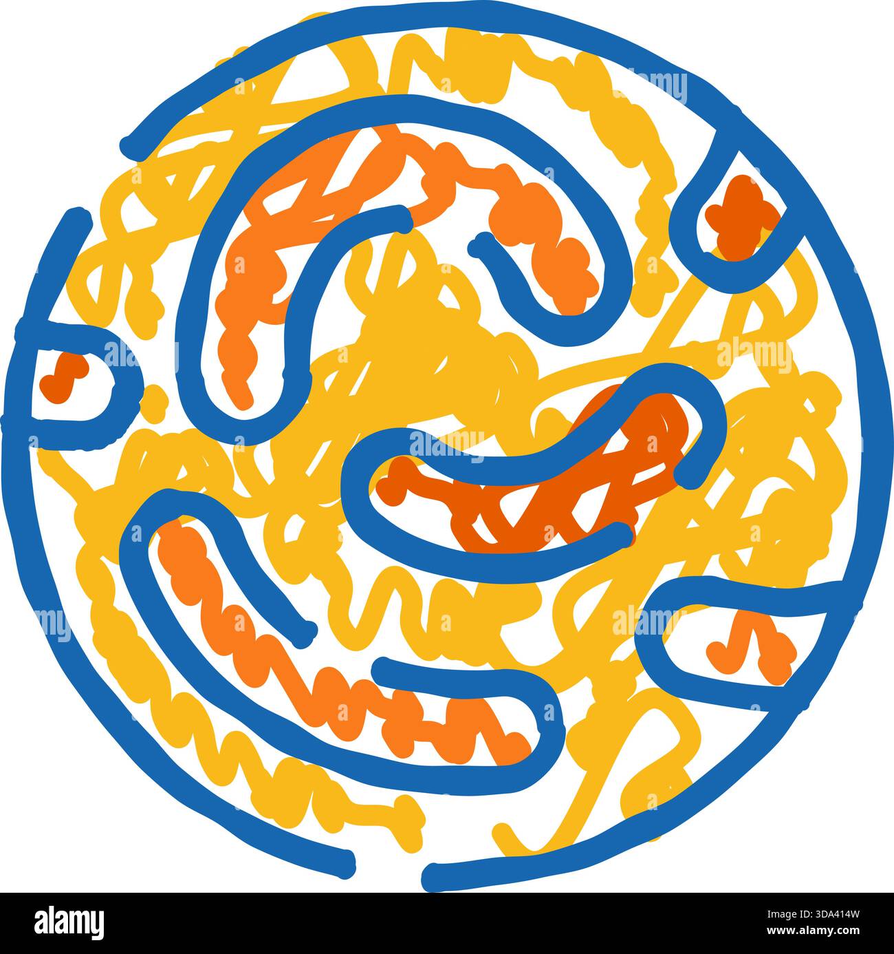 Abstrakte Scribble-Zeichnung zur Darstellung von Zellstruktur und Mikrobiologie Stock Vektor