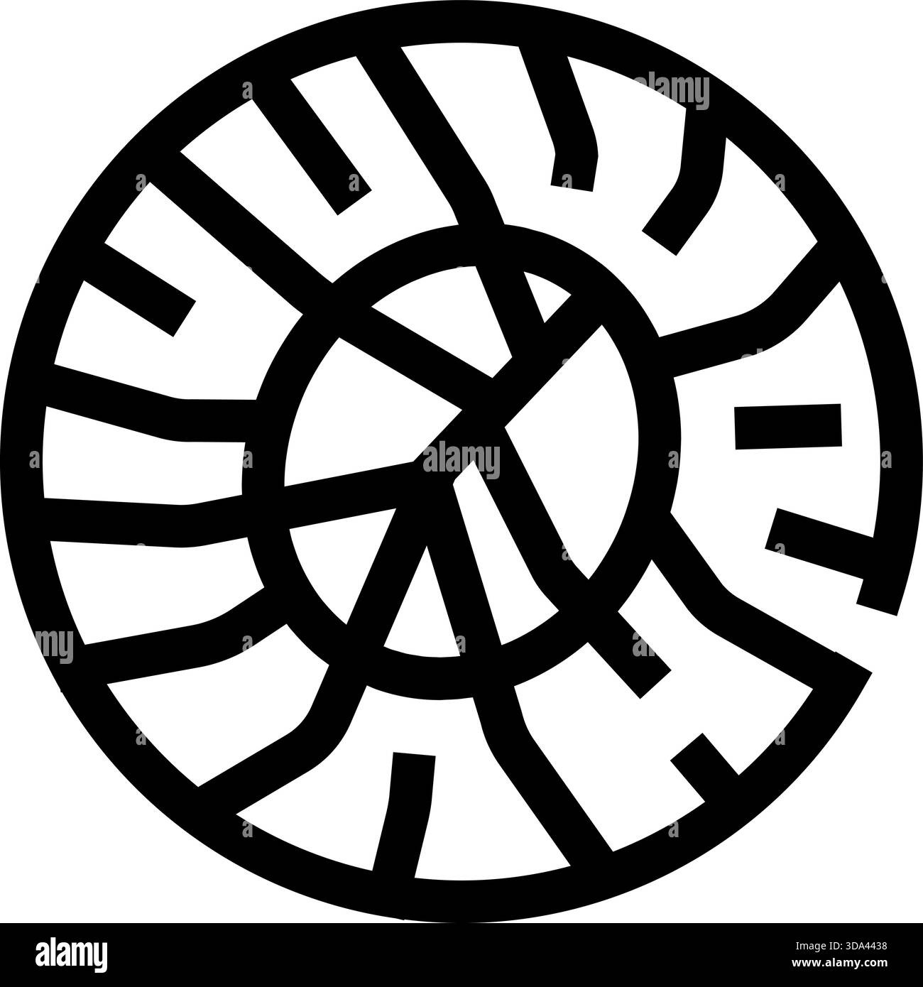 Ammoniit-Fossil-Schale Spirallinie-Kunst-Symbol Stock Vektor