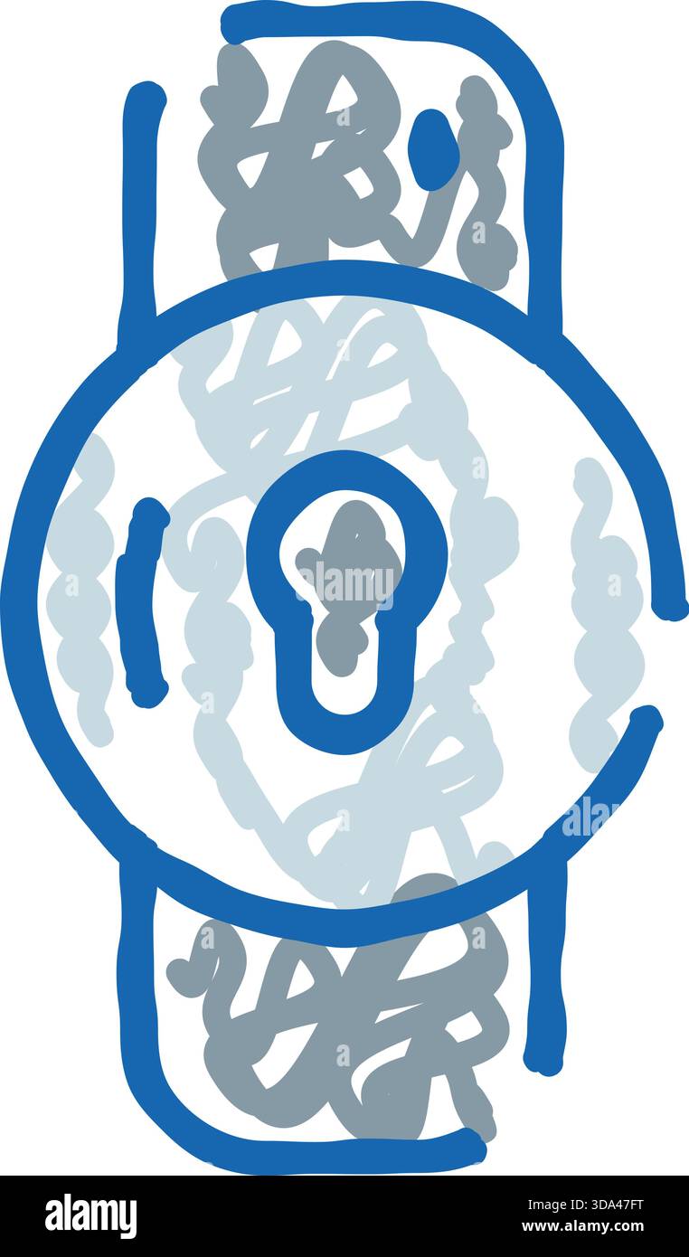 Vorhängeschloss mit Schlüsselloch-Kritzelstil-Zeichenschutz Stock Vektor