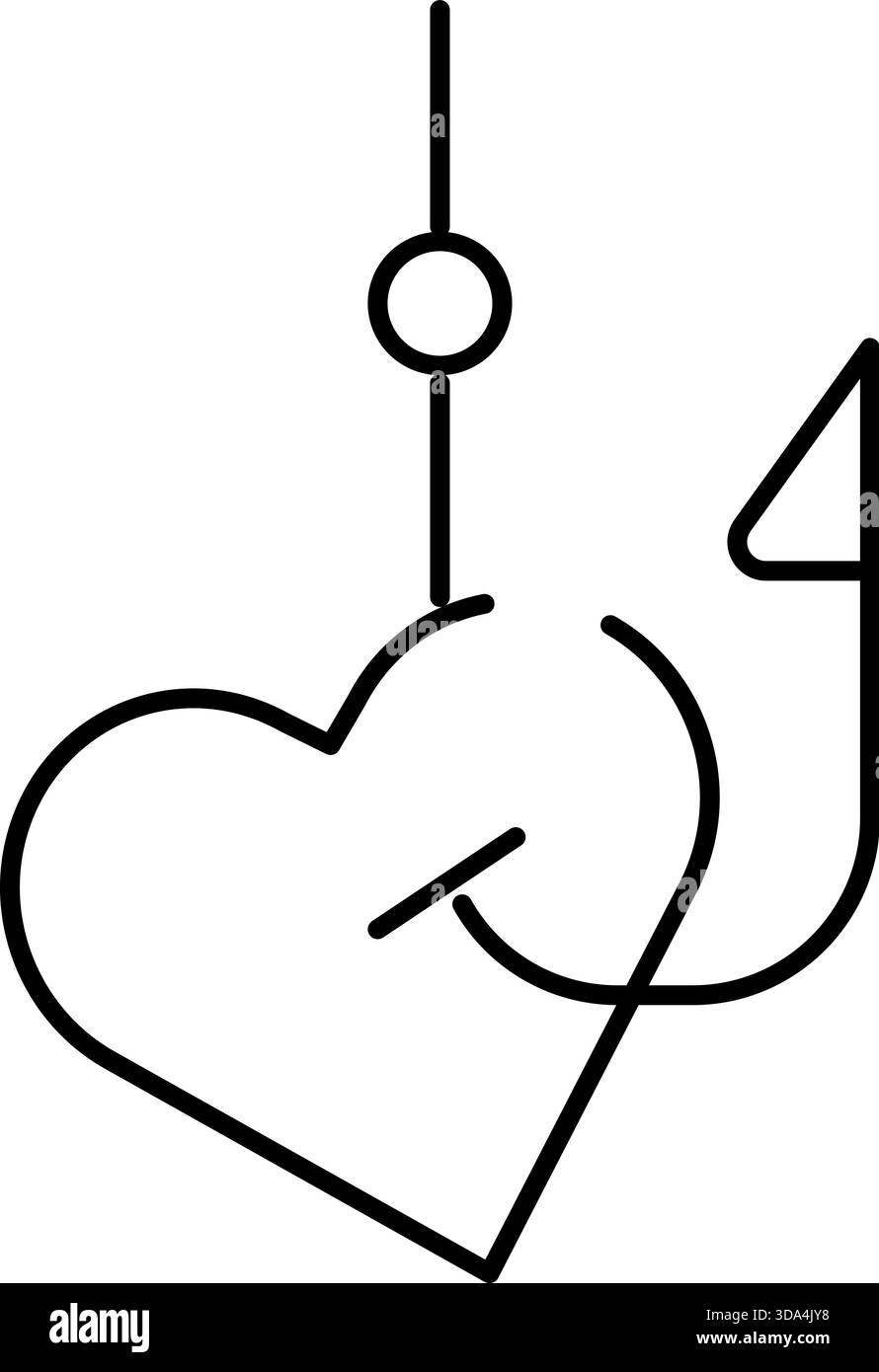Herzköder am Angelhaken, der Liebesfalle zieht Stock Vektor
