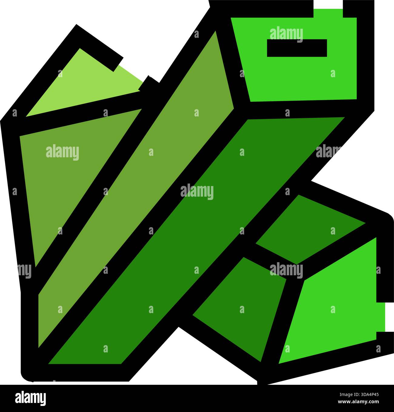 Grünes kristallines Mineral-Symbol mit dunkler Umrandung Stock Vektor