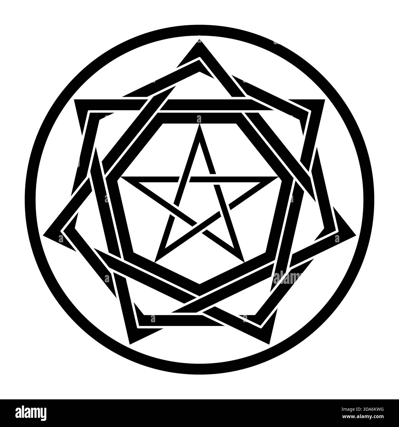 Sigillum Dei, Siegel Gottes oder Siegel der Wahrheit. Ursprüngliche geometrische Struktur des mittelalterlichen Symbols des lebendigen Gottes, das Honorius, dem Sohn Euklids, zugeschrieben wird. Stockfoto