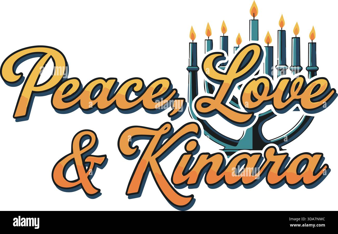 Peace Love & Kinara Kwanzaa Celebration T-Shirt-Design Stock Vektor