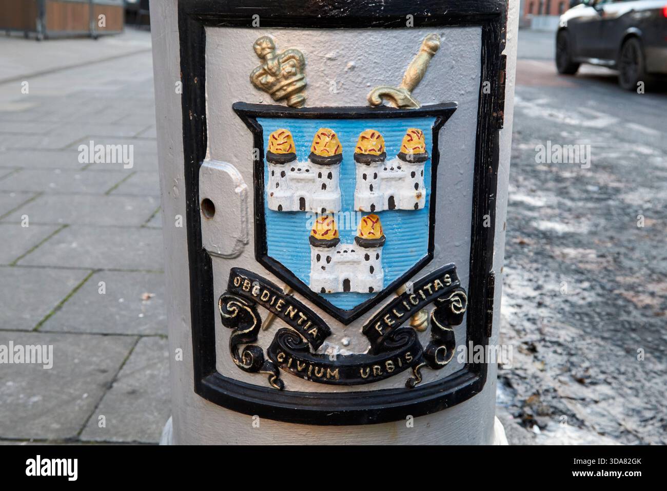 Das Stadtwappen von dublin an einem Laternenpfahl in dublin, republik irland Stockfoto