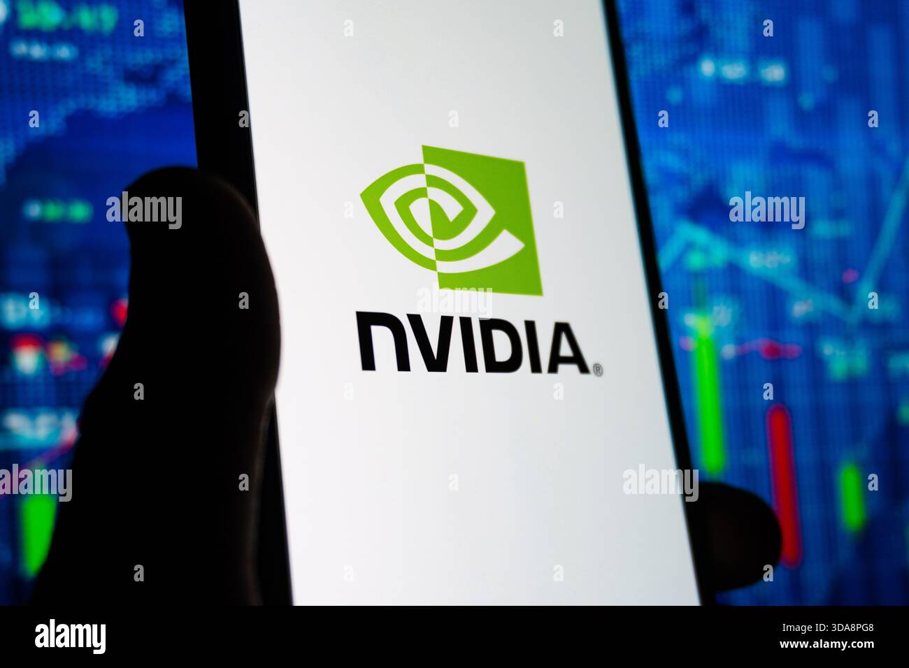 Nvidia. Technologiekonzept. Das redaktionelle Foto wurde aufgenommen: Baku, Aserbaidschan. 09.12.2025. Stockfoto