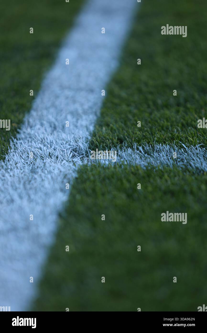 Linien auf einem Fußballfeld Stockfoto
