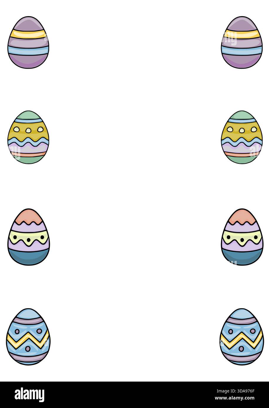 Eine bezaubernde Vektor-Illustration von verschiedenen einzigartig dekorierten Ostereiern auf einem sauberen weißen Hintergrund, die an ein festliches und verspieltes holi erinnern Stock Vektor