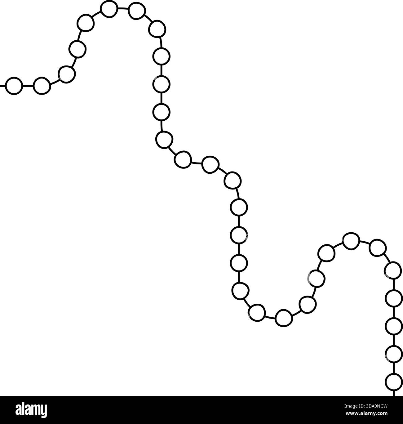 Kreisförmige Knoten folgen einer serpentinen Leitung, die sich über wiederholte Biegungen verdreht. Stock Vektor
