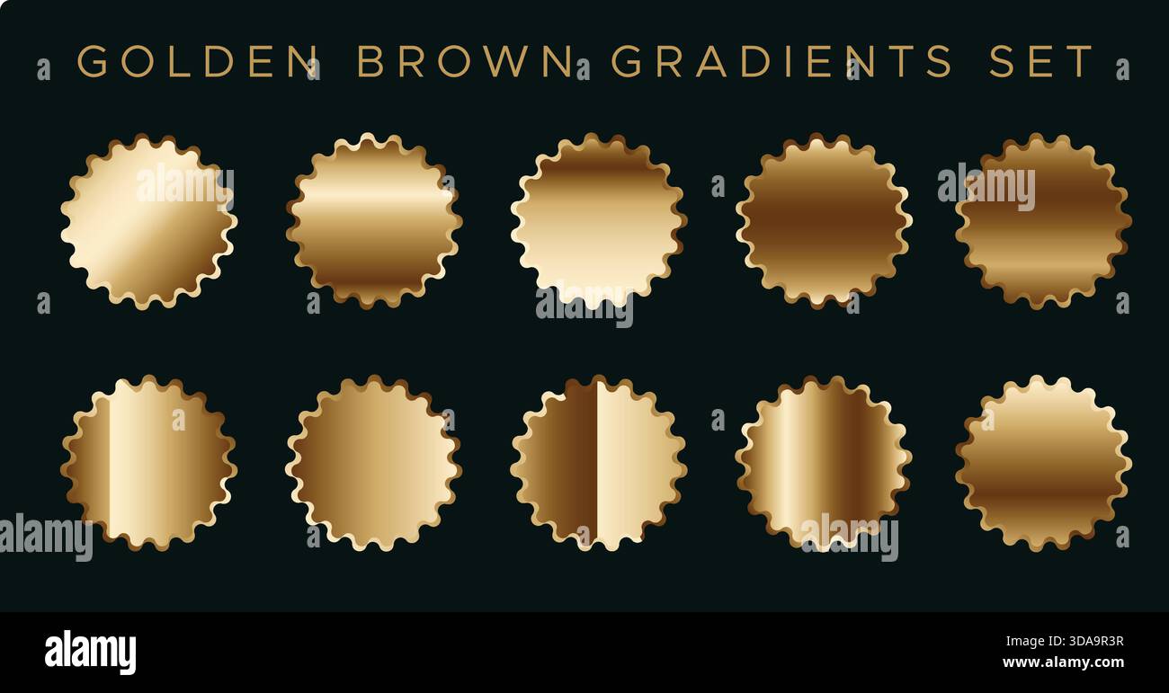 Gold Gradient Pack Vektor Luxus Metallic Bronze Rose Gold Circle Swatches AI EPS SVG PNG, Premium Gold Gradienten Set Rose Gold Kupfer Bronze Metallic Stock Vektor