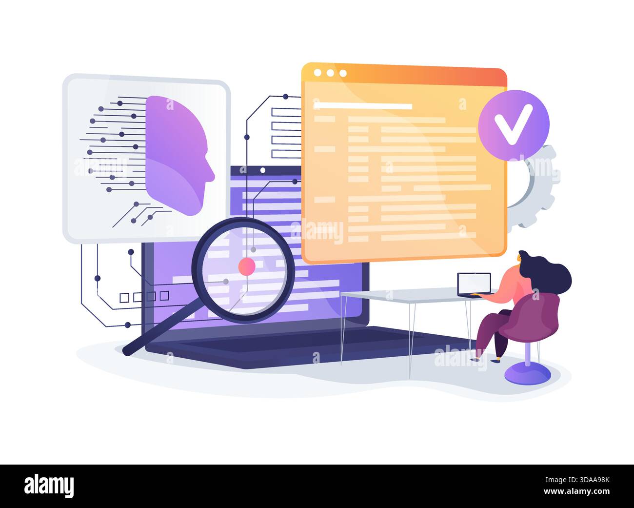 KI-gestützte Codeüberprüfungsplattformen abstrakte Konzeptvektorillustration. Stock Vektor
