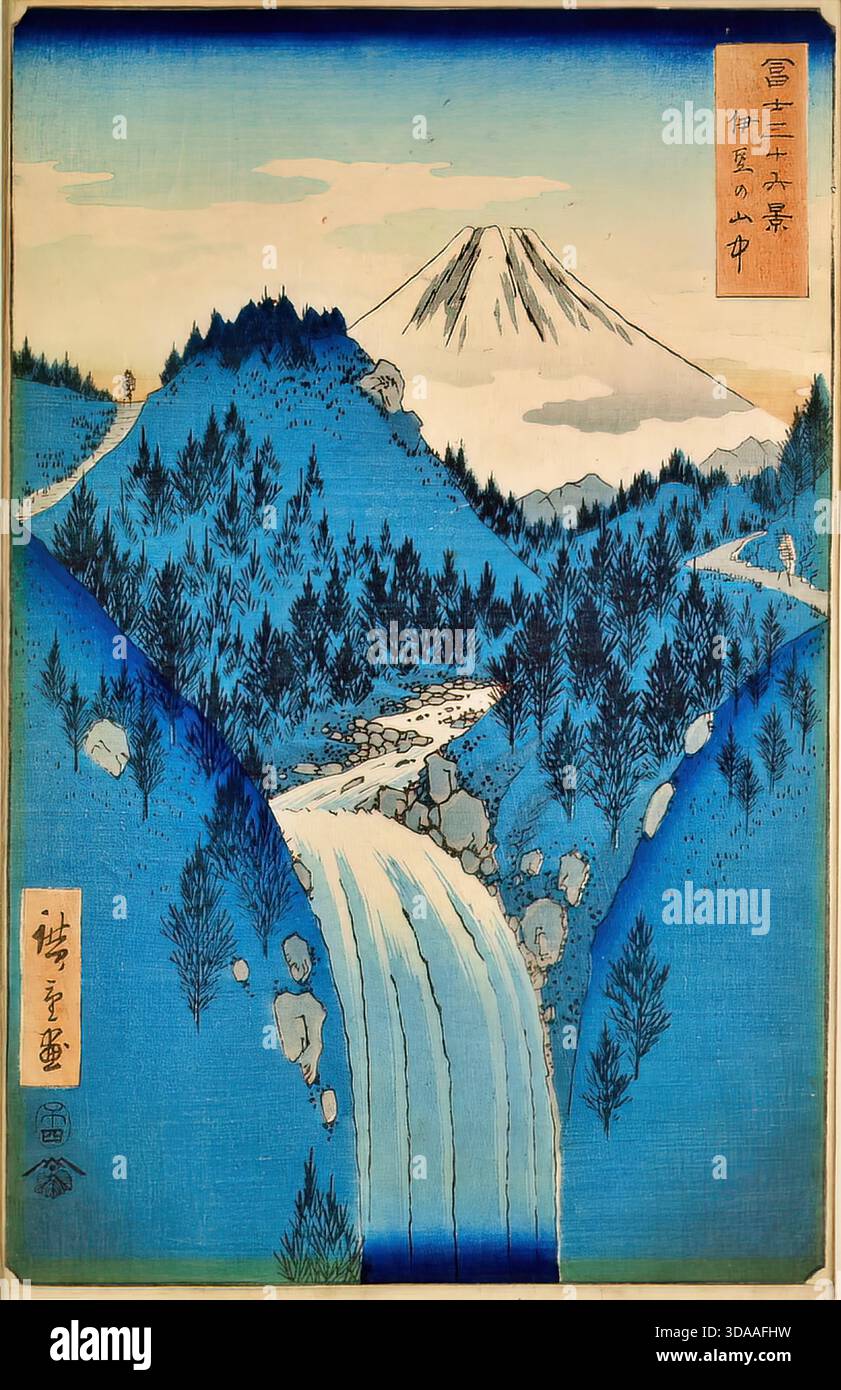 Utagawa Hiroshige, Berge der Provinz Izu, 1850er Jahre, Landschaft Stock Vektor