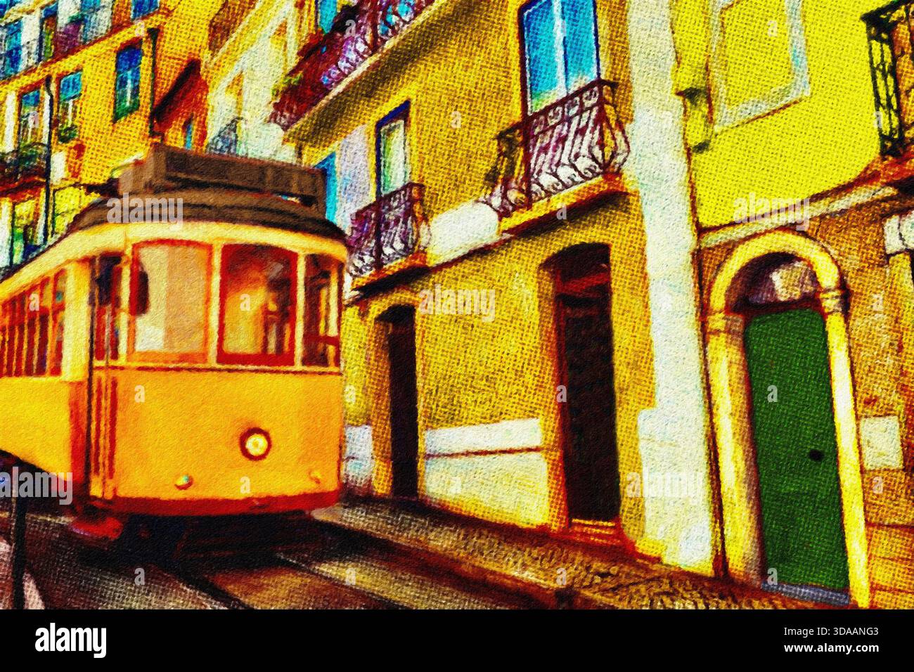 Straßenbahnlinie E28, Lissabon, Portugal. Stockfoto