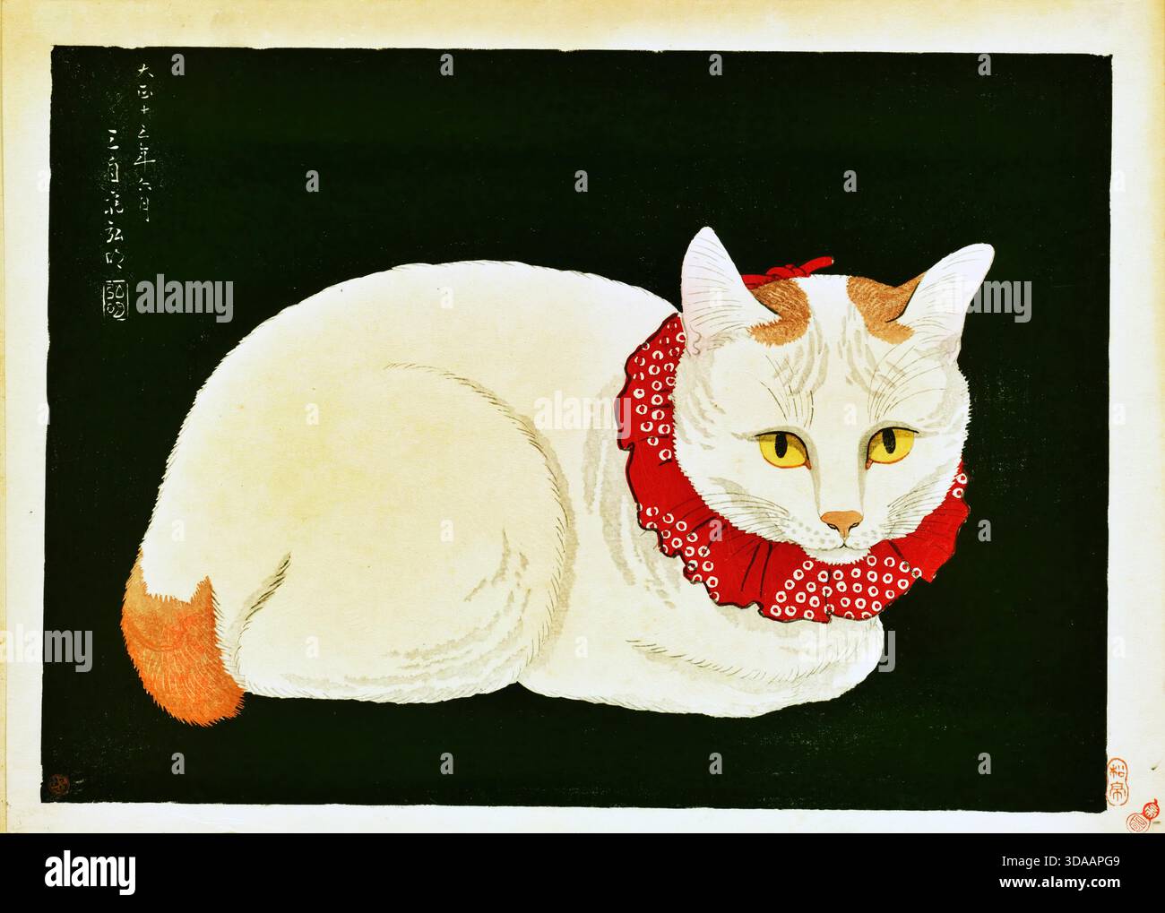 Shtei Takahashi, Weiße Katze, 1924, Katzenporträt Stock Vektor