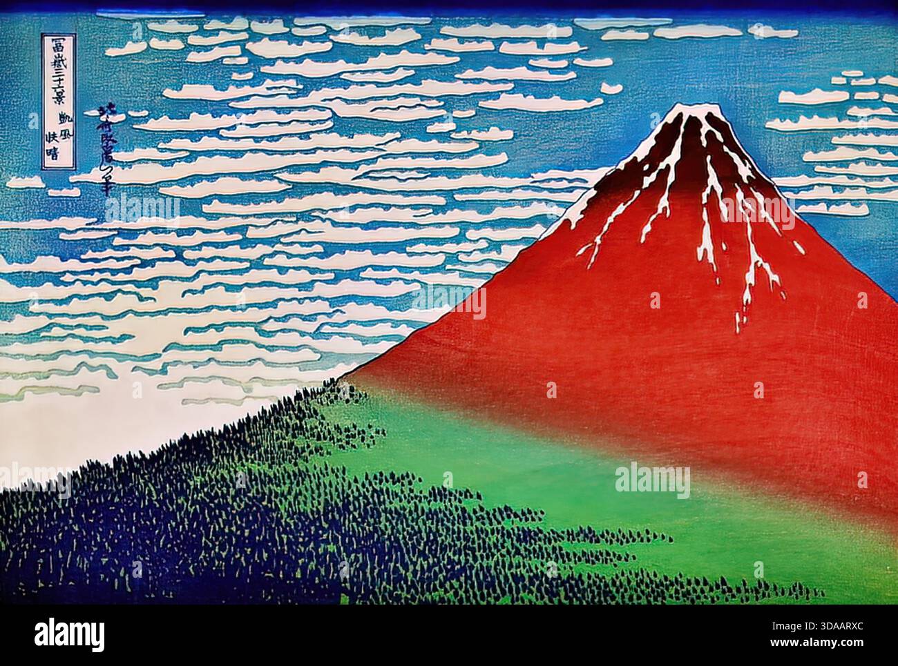 Katsushika Hokusai, Sanka Hakuu, 1830, Ukiyo-e Fuji Stock Vektor