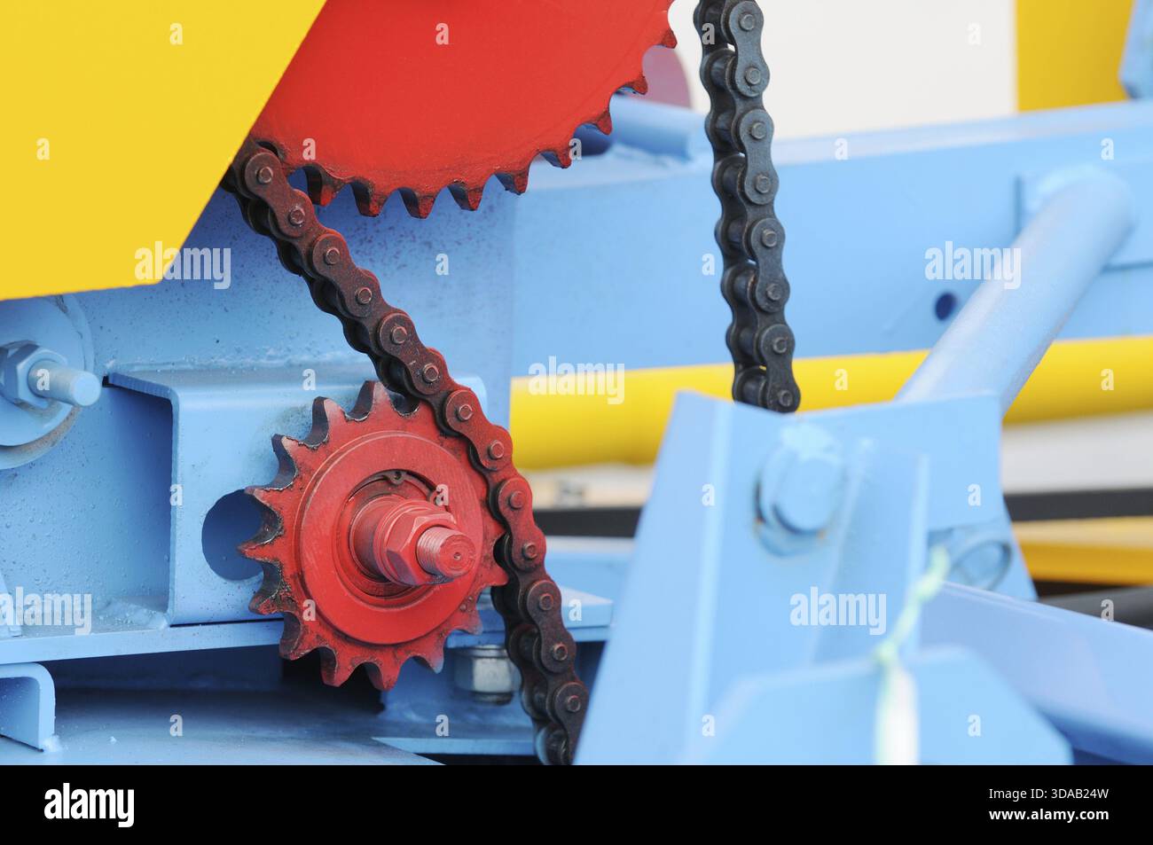 Hintergrund der Farbmaschinentechnologie, Nahaufnahme, selektiver Fokus Stockfoto