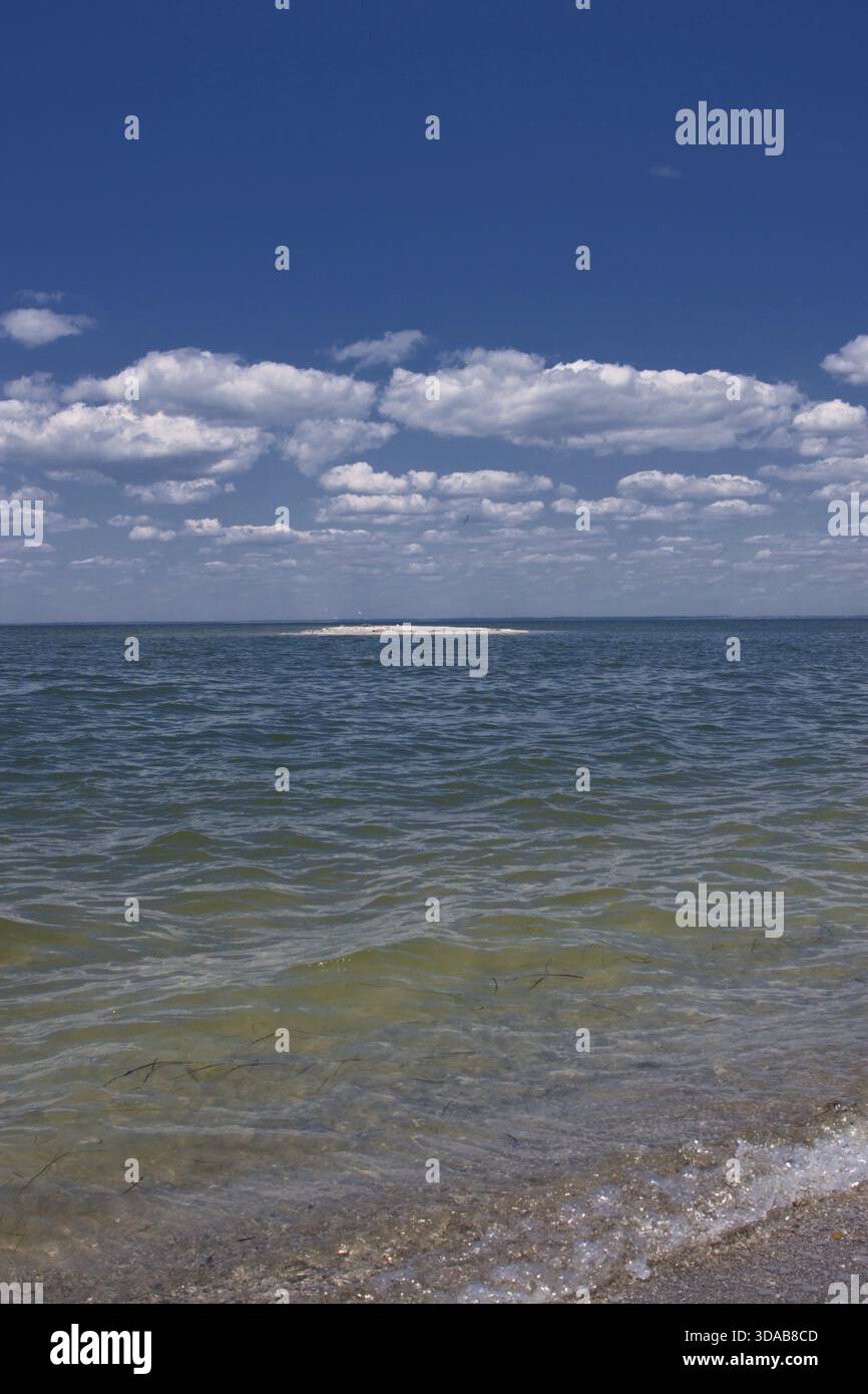 Das kobaltblaue Meer und blauer Himmel. Sommerlandschaft mit Meer und blauer Himmel Stockfoto