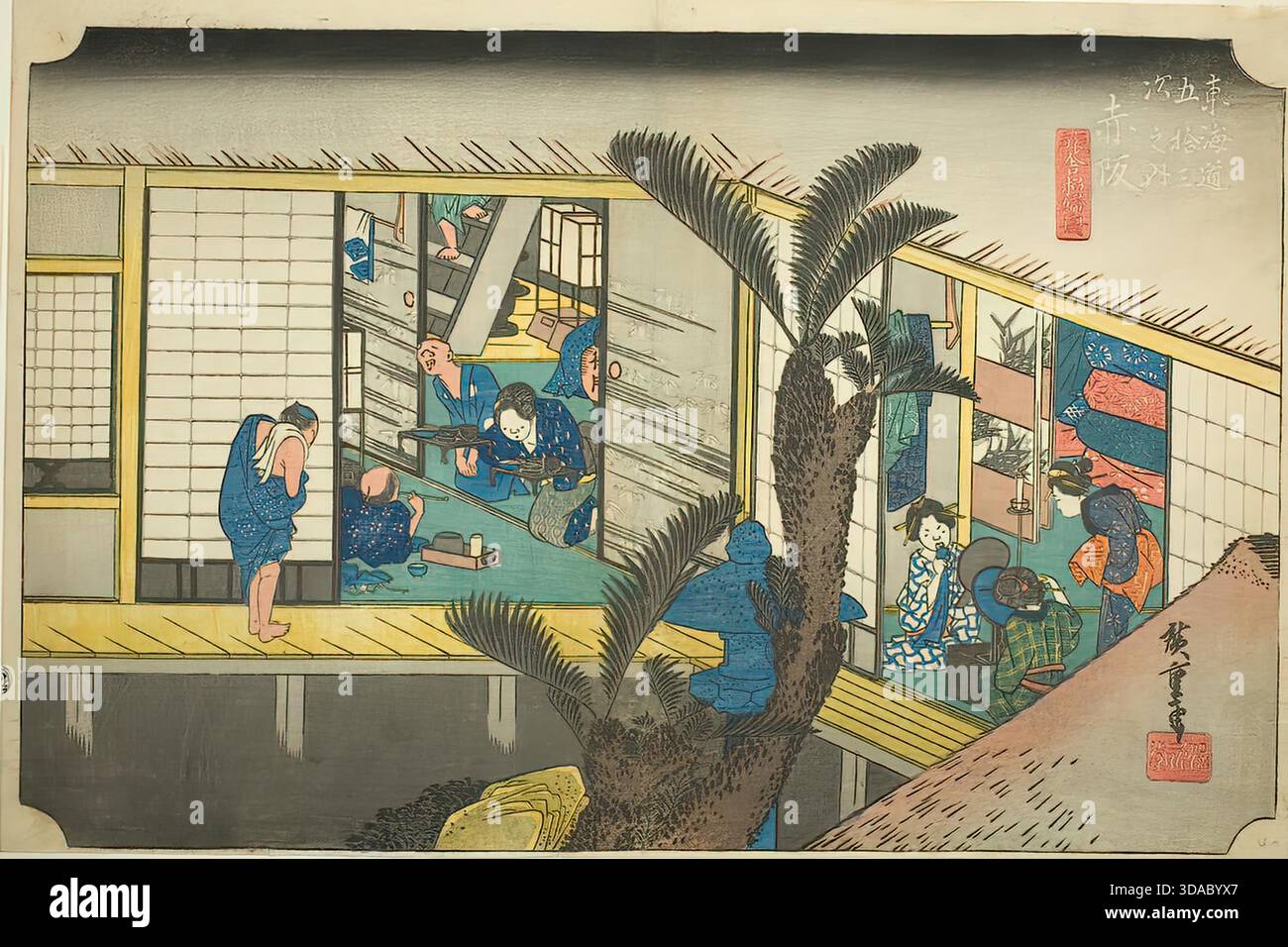 Utagawa Hiroshige, Kellnerinnen im Inn Akasaka, 1833, Genre Stock Vektor