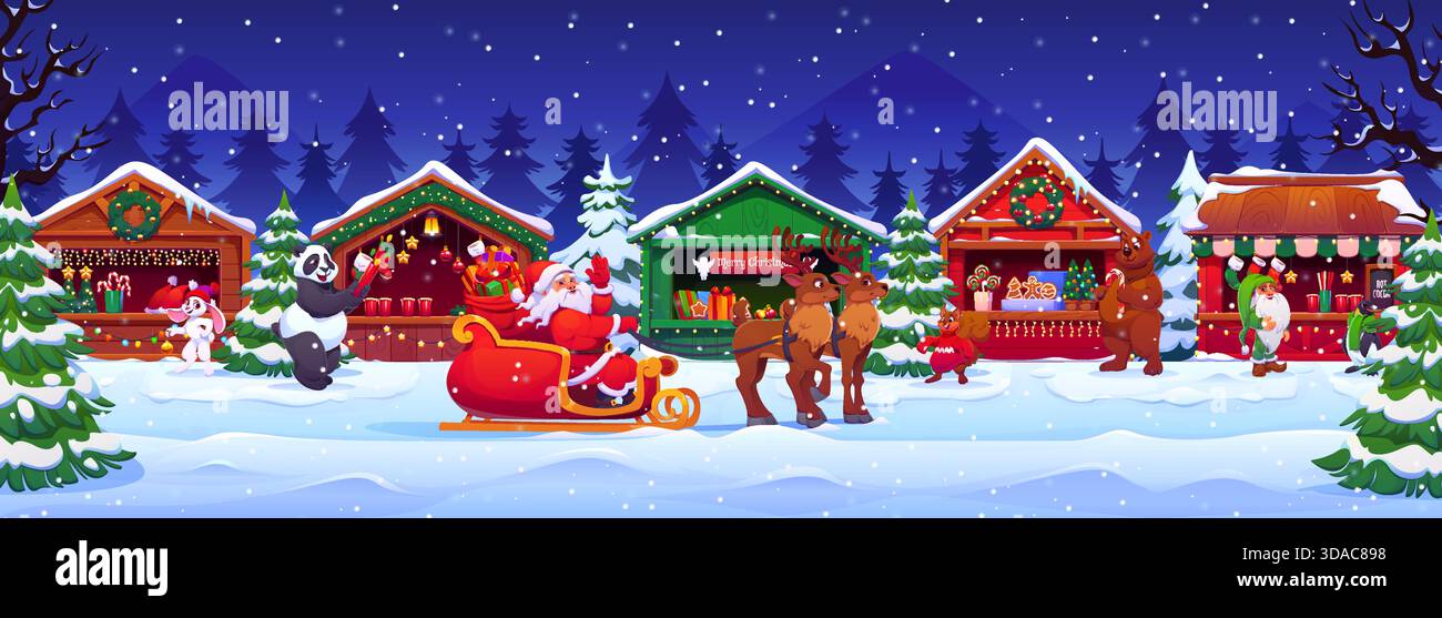 Weihnachtsmarkt-Stände, Weihnachtsferien-Geschäfte Stock Vektor