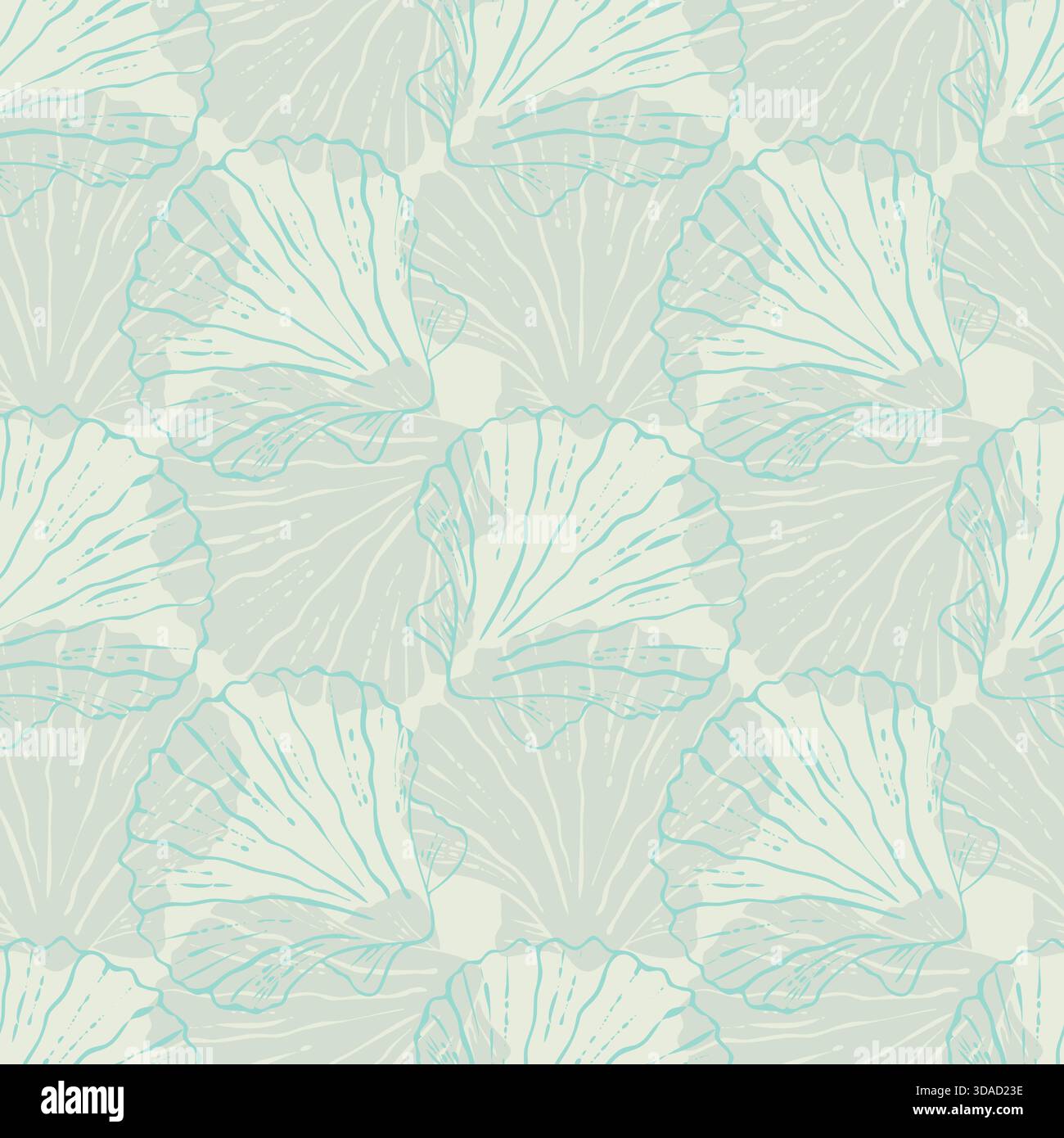 Meeresboden-Muster mit Muschelmuscheln. Erholung am Meer, Tauchen. In Pastellfarben. Vektorabbildung Stock Vektor