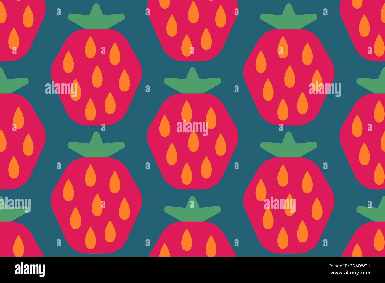 Nahtloses Vektor-Muster der Erdbeere im geometrischen Retro-Stil. Retro-Muster von Erdbeeren. Stock Vektor