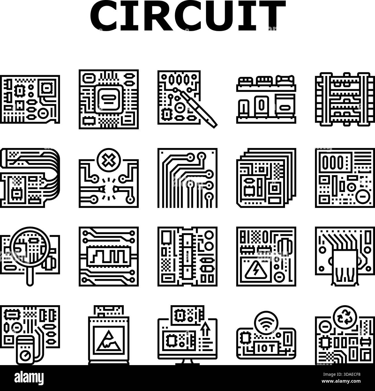 Leiterplatten-leiterplattenwiderstandssymbole legen den Vektor fest Stock Vektor