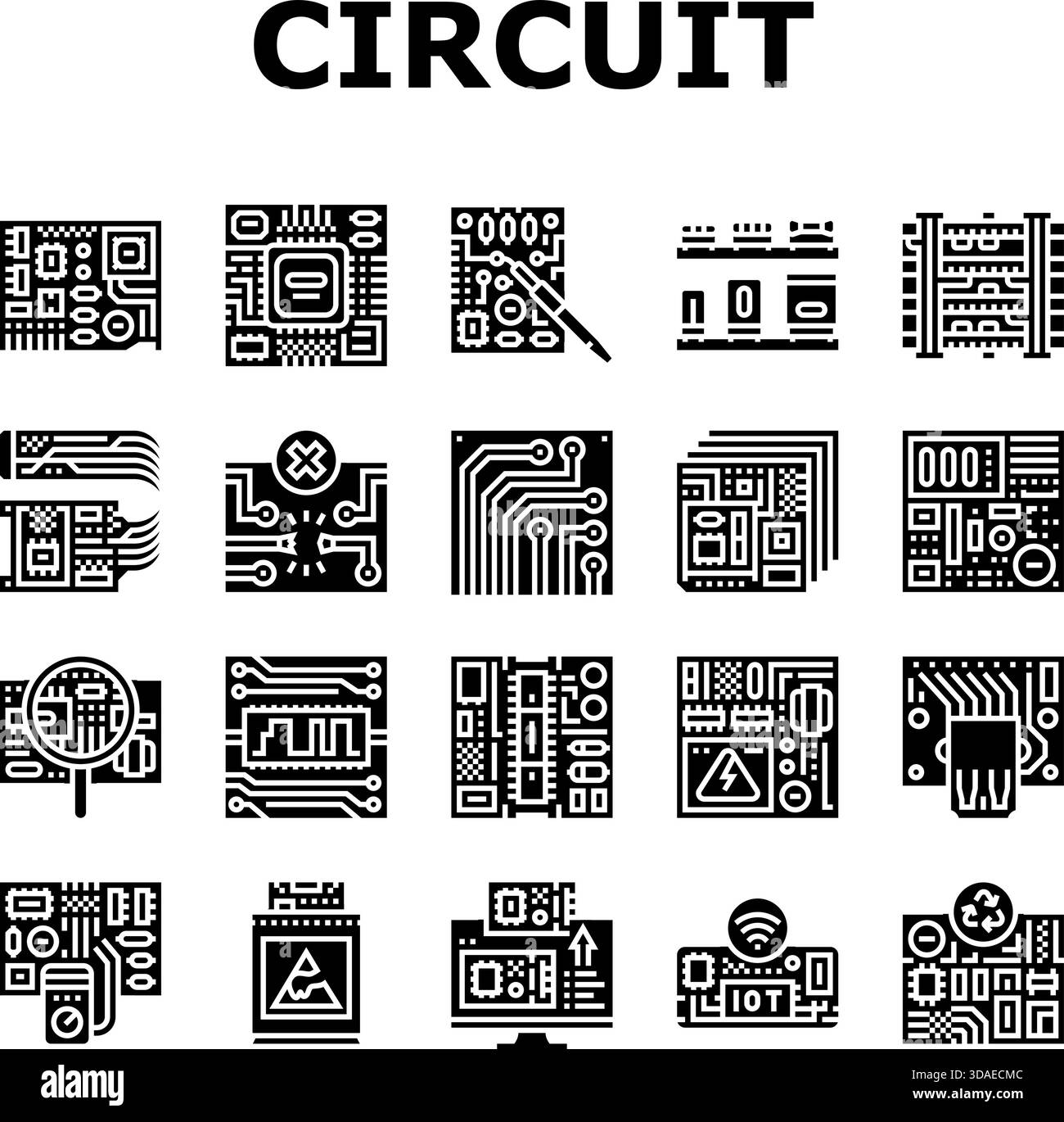 Leiterplatten-leiterplattenwiderstandssymbole legen den Vektor fest Stock Vektor