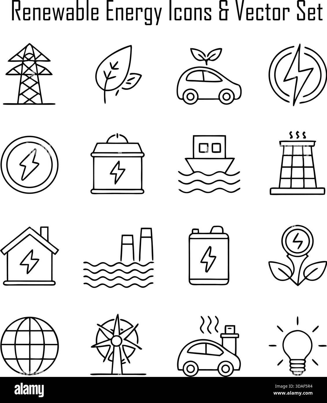 Eine saubere und nachhaltige Landschaft aus erneuerbaren Energien mit modernen Solarpaneelen und Windturbinen, die gemeinsam umweltfreundlich arbeiten. Stock Vektor