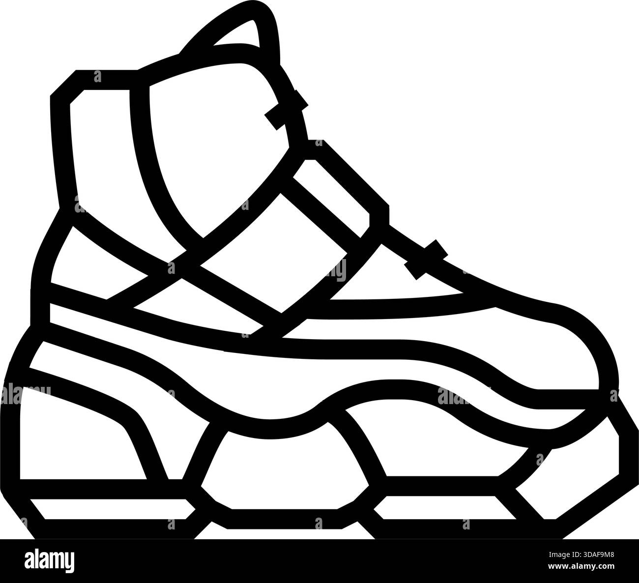 Techwear Stiefel verstärkte Sohlen Linie Symbol Vektor Illustration Stock Vektor