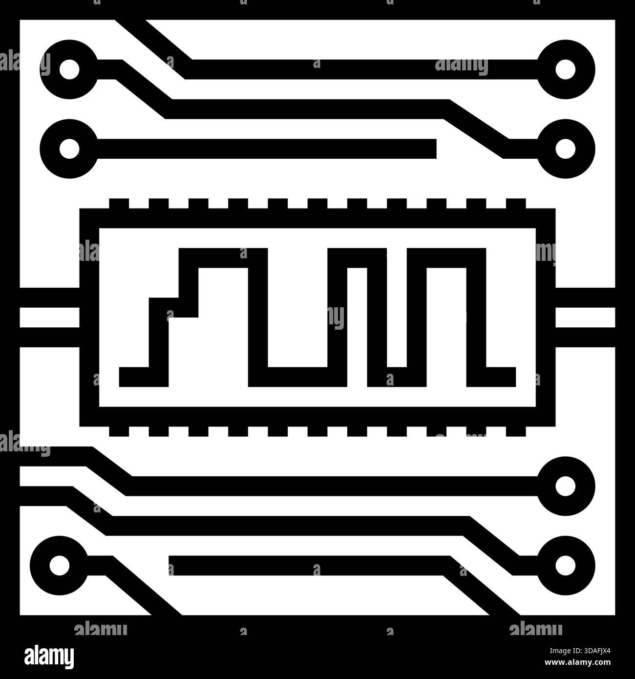 Darstellung des Symbols für das Symbol des digitalen Signalpfads auf der Platine Stock Vektor