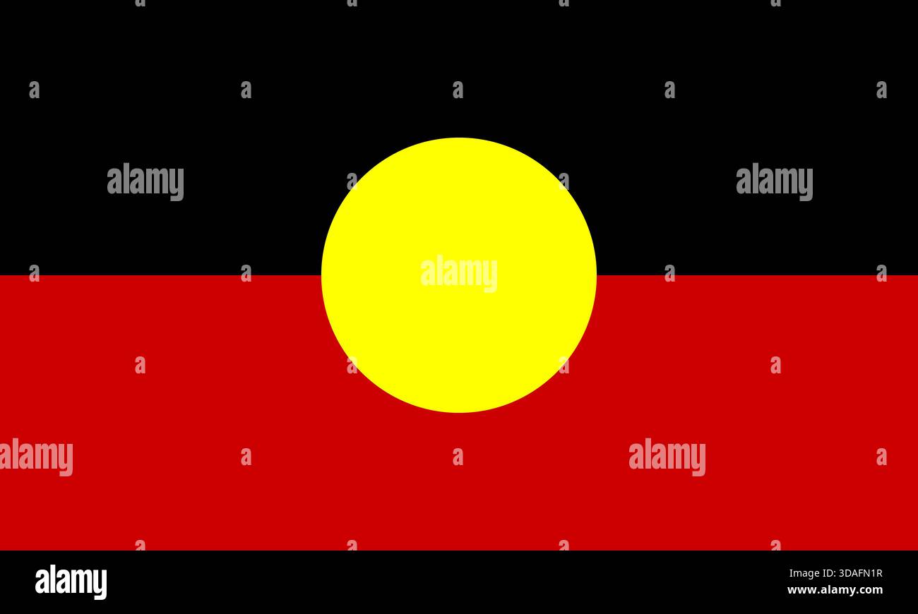 Australische Aborigines-Flagge – offizielle australische Nationalflagge, schwarz-rot-gelbes Symbol Stock Vektor