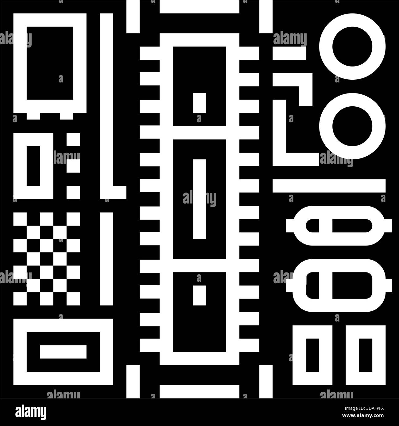 Illustration des Symbols der Glyphe der angeschlossenen Mikrocontroller-Platine Stock Vektor