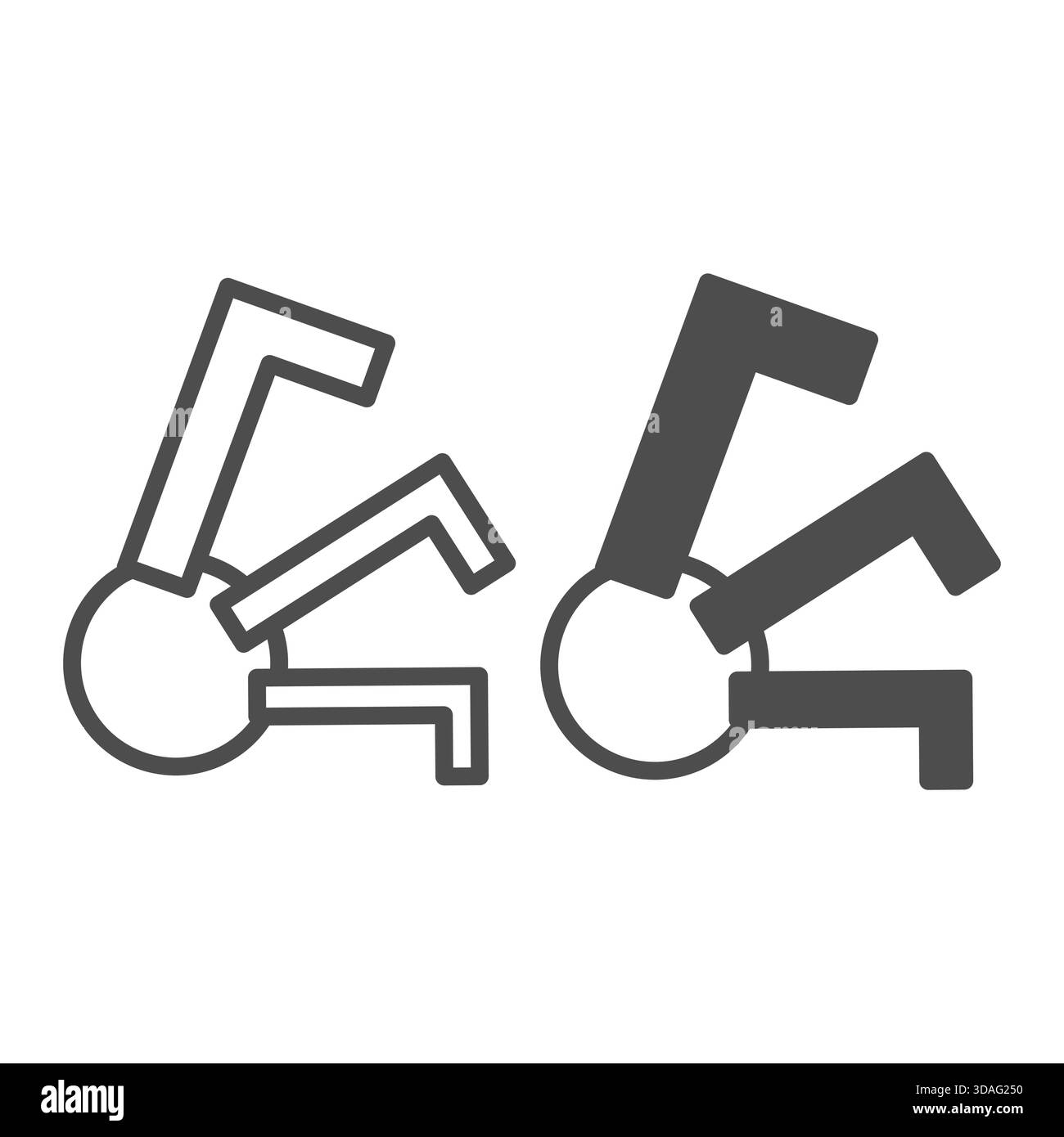Tastenzeile und ausgefülltes Symbol, Bündelkonzept. Vektorgrafiken. Tasten zum Lösen des Schilds auf weißem Hintergrund, Symbol für Umrissstil für Mobilgeräte oder Web-Design Stock Vektor