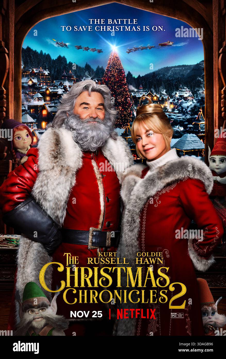 The Christmas Chronicles: Part Two (2020) von Chris Columbus mit Kurt Russell, Goldie Hawn und Judah Lewis. Als ein zynischer Unruhestifter droht, Weihnachten für immer abzusagen, reisen der Weihnachtsmann und die jetzt Teenager Kate Pierce zum Nordpol und darüber hinaus, um den Weihnachtsgeist zu retten. US-Poster NUR FÜR REDAKTIONELLE ZWECKE. Kredit: BFA/Netflix Stockfoto