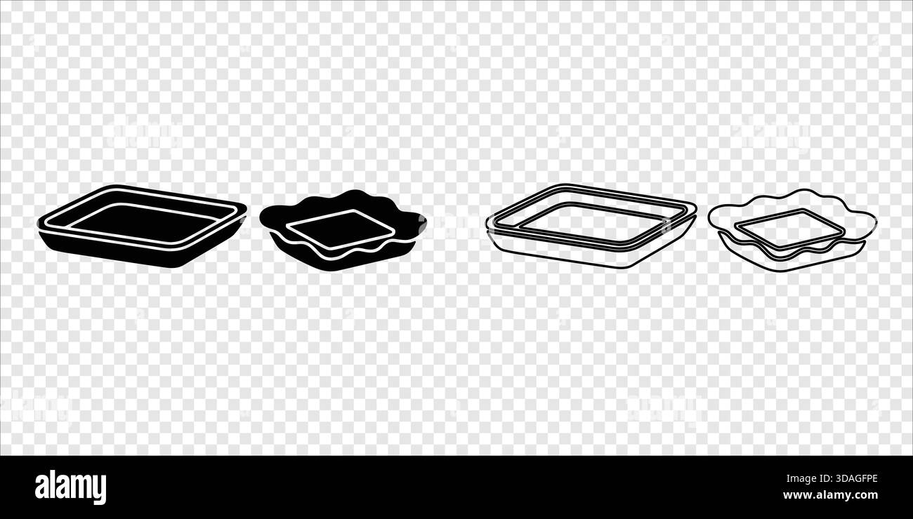 Lebensmittelbehälter mit erhöhten Kanten Silhouette und Kontur Stock Vektor