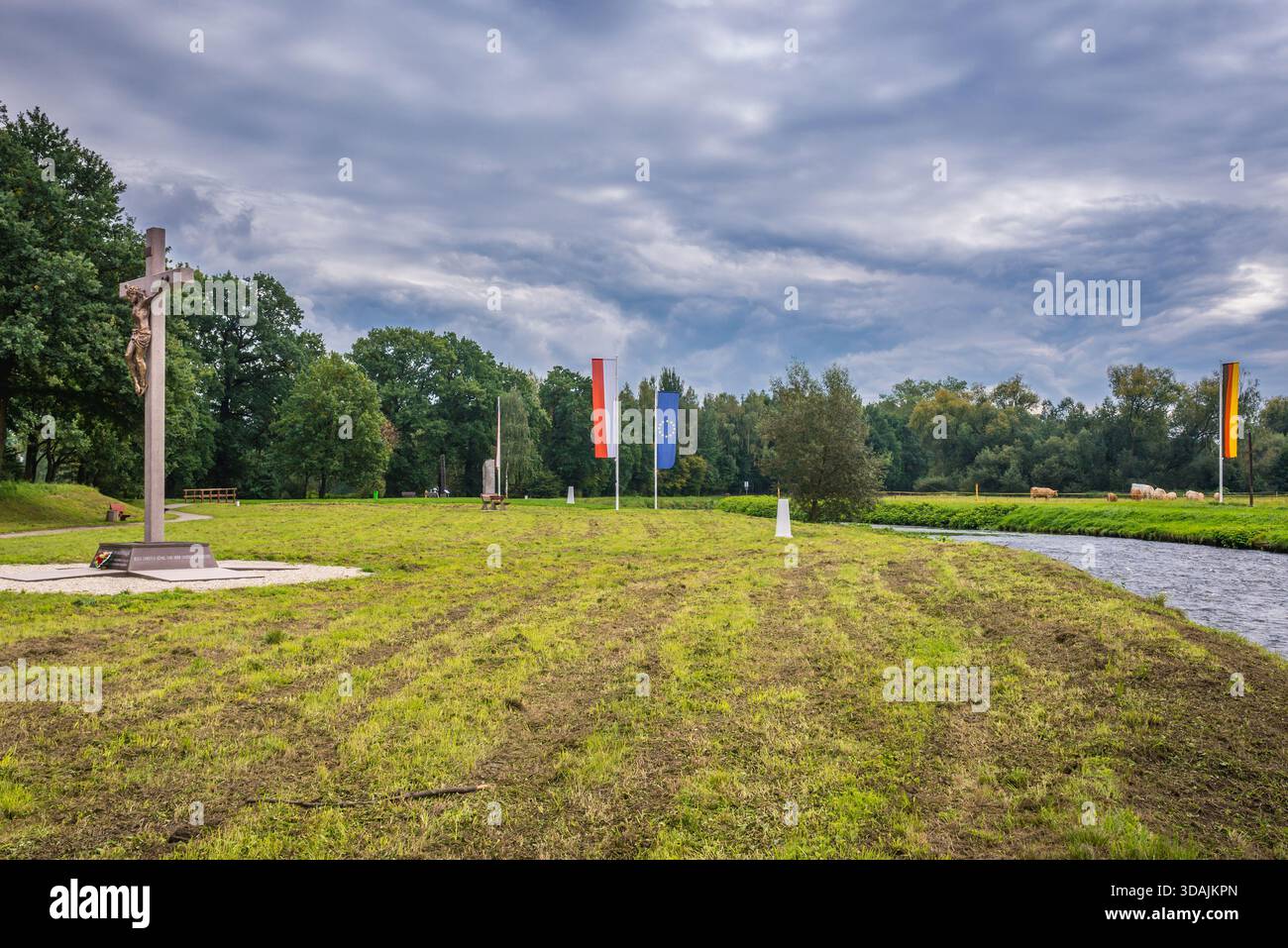 Dreipunkt der polnischen, tschechischen und deutschen Grenze in der Nähe des Dorfes Porajow in Polen Stockfoto