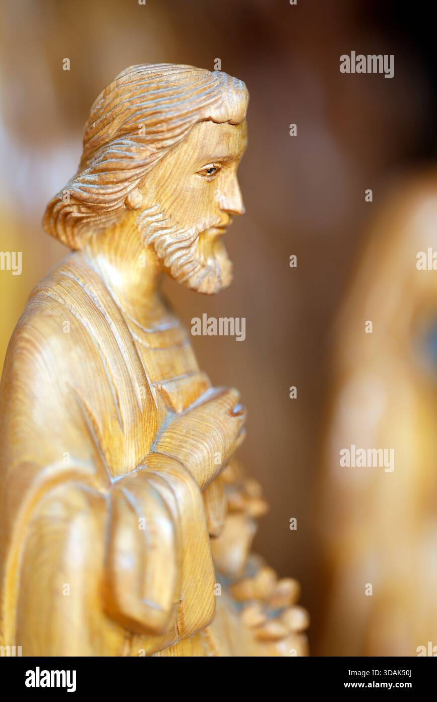 Künstlerstudio. Jesus Christus. Holzschnitzerei. Ho-Chi-Minh-Stadt. Vietnam. Stockfoto
