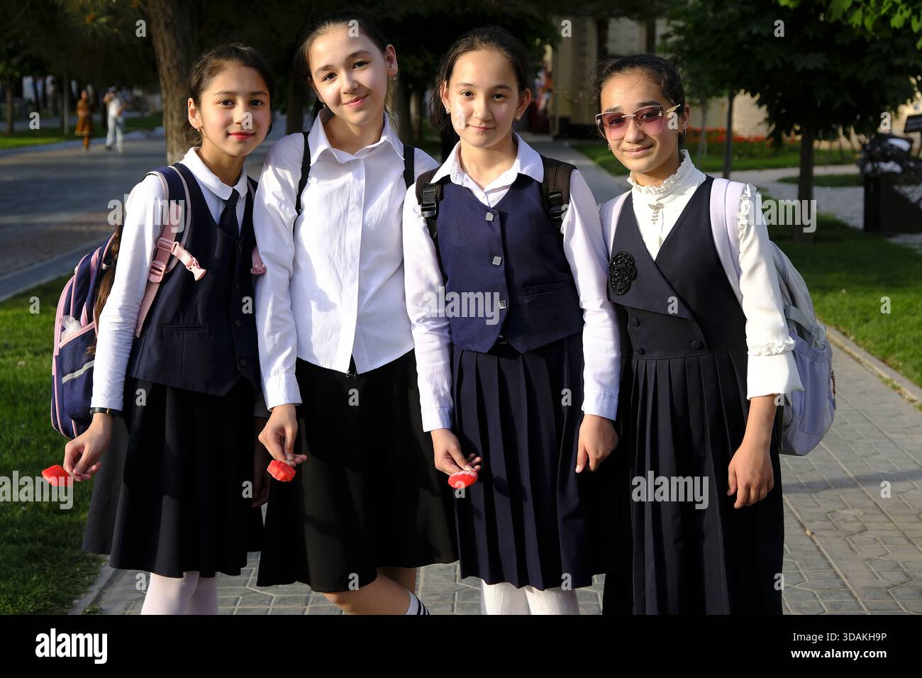 Schulmädchen in Samarkand, Usbekistan Stockfoto