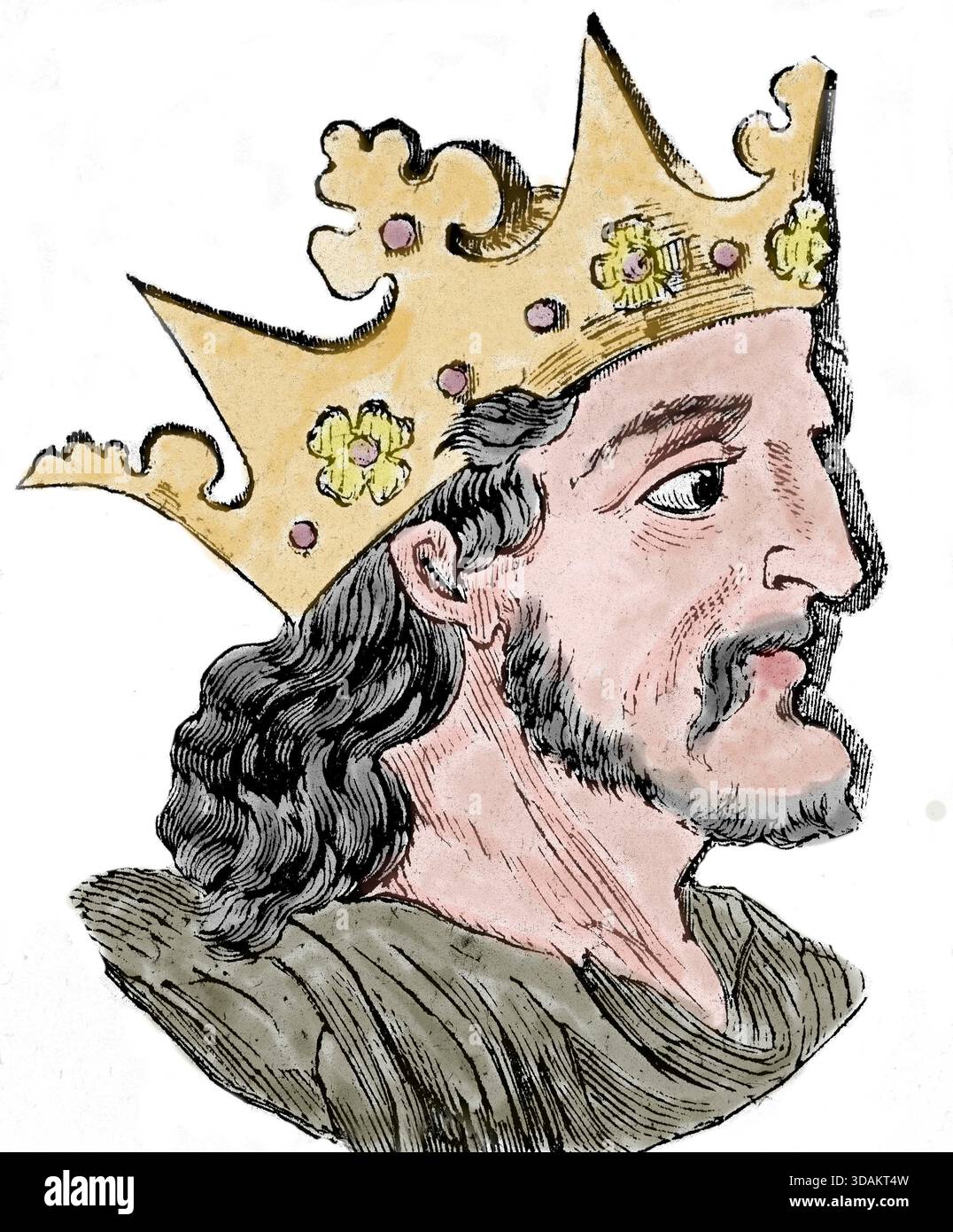 Bermudo II (oder Vermudo) II von Leon o (956-999). Stich, 19. Jahrhundert. Stockfoto