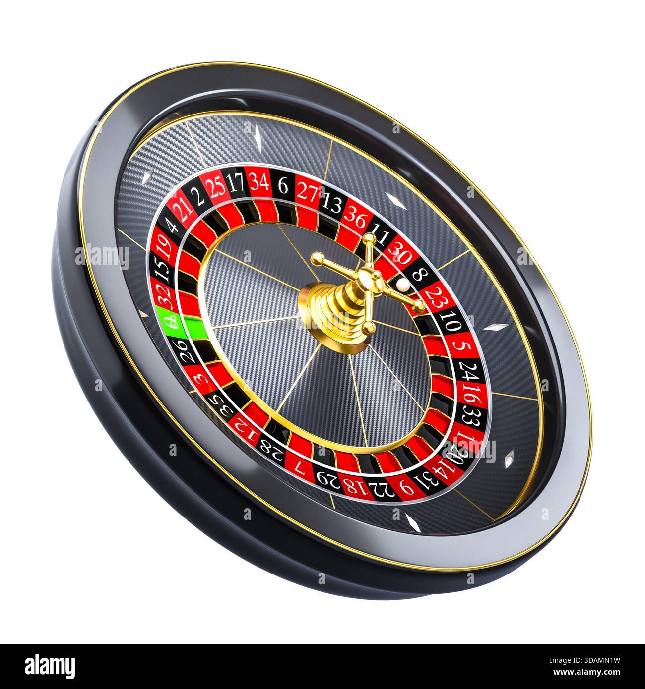3D-Kohlefaser-Roulette isolierter Hintergrund Stockfoto